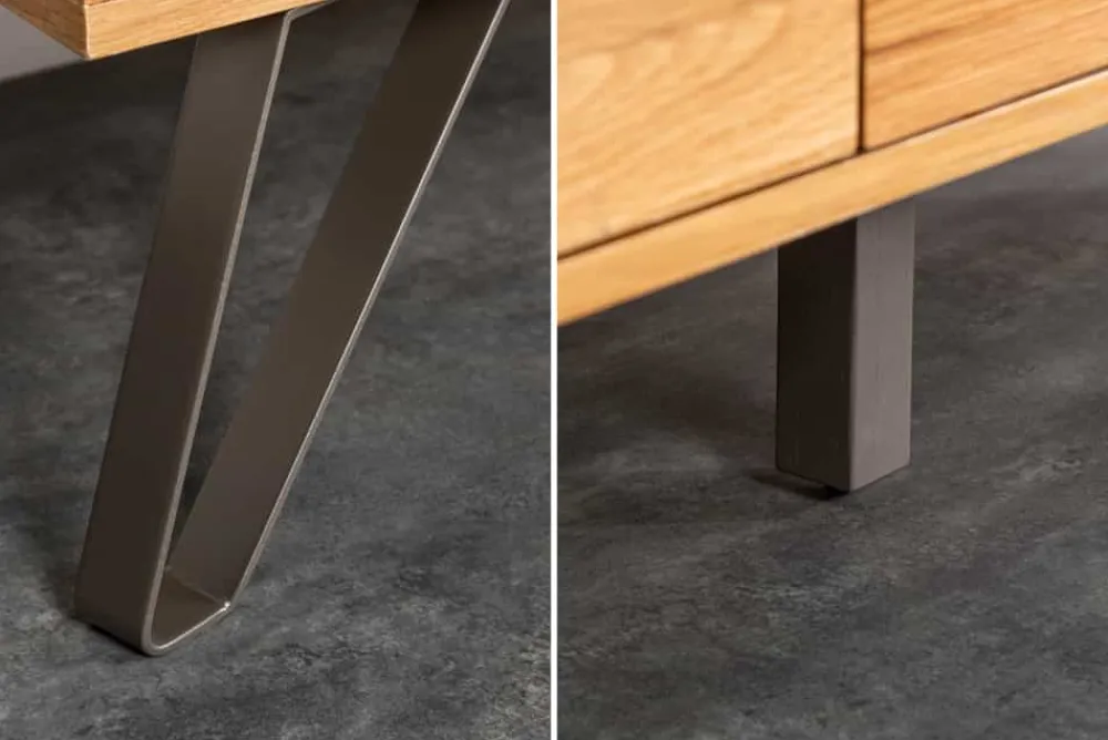 Riess-Ambiente Mehr...|Industrial Loft > Massivholz Sideboard LIVING EDGE 160cm Wildeiche Metall schwarz Baumkante mit Schubladen