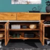 Riess-Ambiente Mehr...|Industrial Loft > Massivholz Sideboard MAMMUT 170cm Akazie Baumkante mit Schubladen Kufengestell Edelstahl