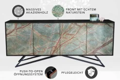 Riess-Ambiente Mehr...|Massivholzschränke > Massivholz Sideboard MOUNTAIN SOUL 175cm echter Naturstein schwarz Akazie Anrichte