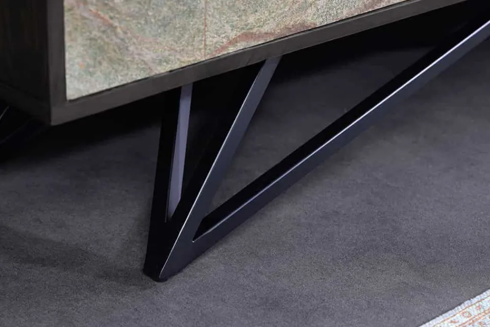 Riess-Ambiente Mehr...|Massivholzschränke > Massivholz Sideboard MOUNTAIN SOUL 175cm echter Naturstein schwarz Akazie Anrichte