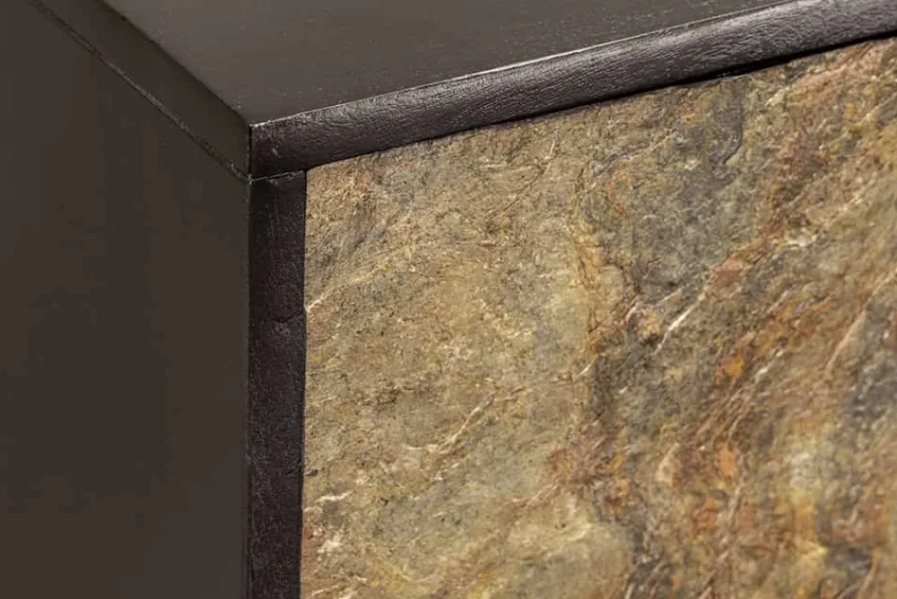 Riess-Ambiente Mehr...|Massivholzschränke > Massivholz Sideboard MOUNTAIN SOUL 175cm grau grün Naturstein Akazie schwarz