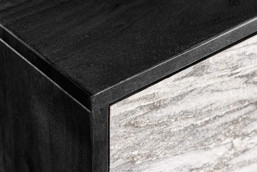 Riess-Ambiente Industrial Loft|Sideboards & Kommoden > Massivholz Sideboard MOUNTAIN SOUL 175cm weiß schwarz Akazie echter Naturstein