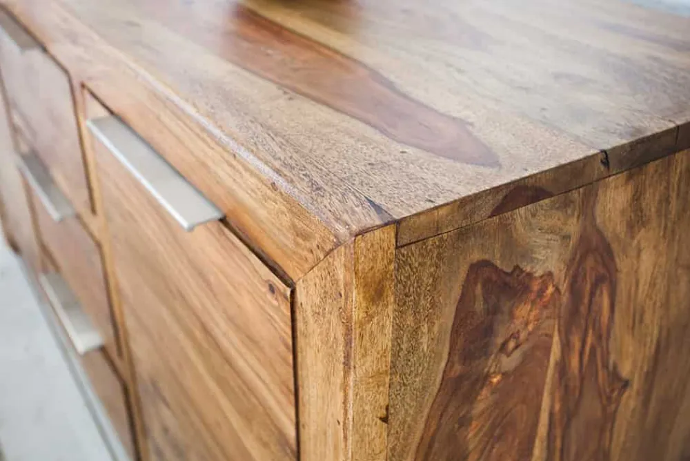 Riess-Ambiente Mehr...|Sideboards & Kommoden > Massivholz Sideboard PURE 135cm braun Sheesham stone finish Kommode mit Schubladen