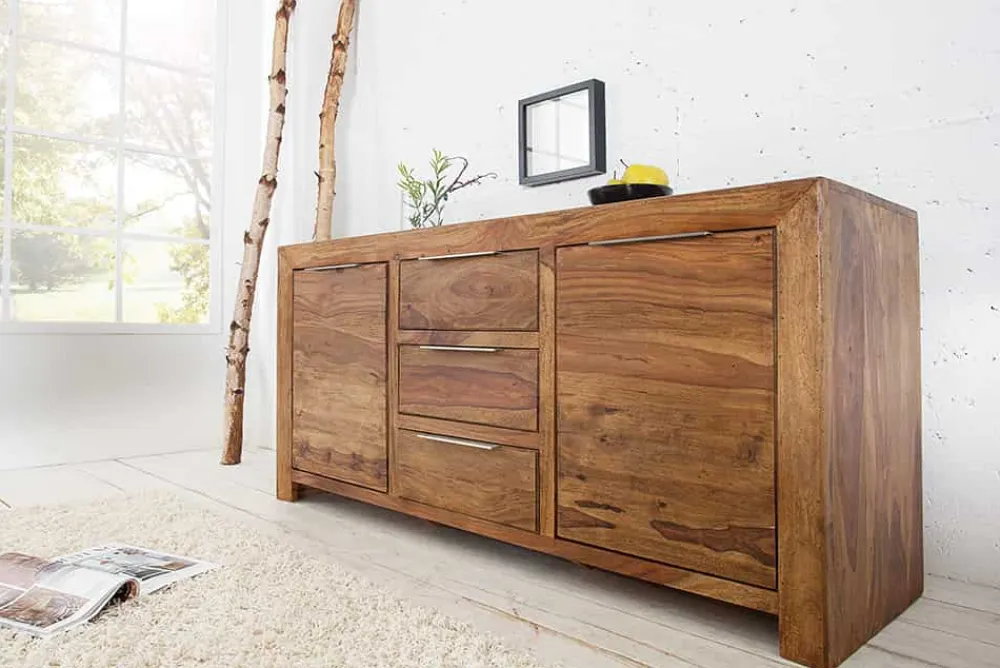 Riess-Ambiente Mehr...|Sideboards & Kommoden > Massivholz Sideboard PURE 135cm braun Sheesham stone finish Kommode mit Schubladen