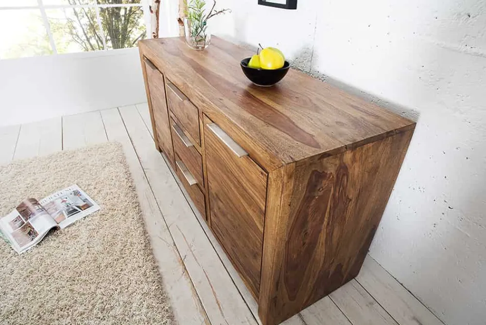 Riess-Ambiente Mehr...|Sideboards & Kommoden > Massivholz Sideboard PURE 135cm braun Sheesham stone finish Kommode mit Schubladen