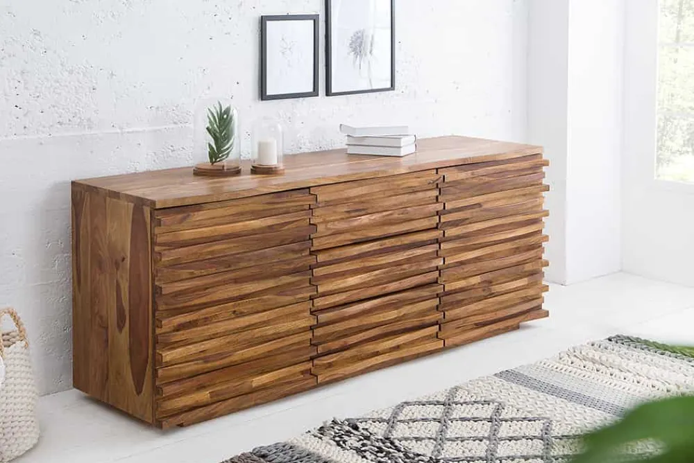 Riess-Ambiente Mehr...|Retro Möbel > Massivholz Sideboard RELIEF 160cm braun Sheesham stone finish Kommode mit Schubladen