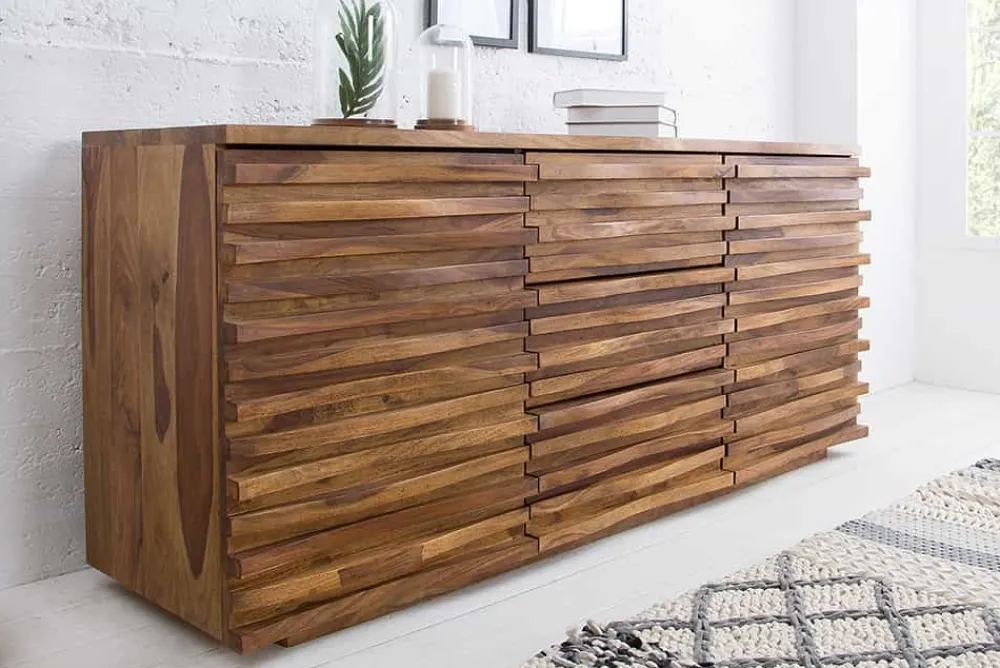 Riess-Ambiente Mehr...|Retro Möbel > Massivholz Sideboard RELIEF 160cm braun Sheesham stone finish Kommode mit Schubladen