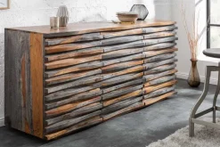 Riess-Ambiente Mehr...|Retro Möbel > Massivholz Sideboard RELIEF 160cm Sheesham grau smoke finish Kommode mit Schubladen