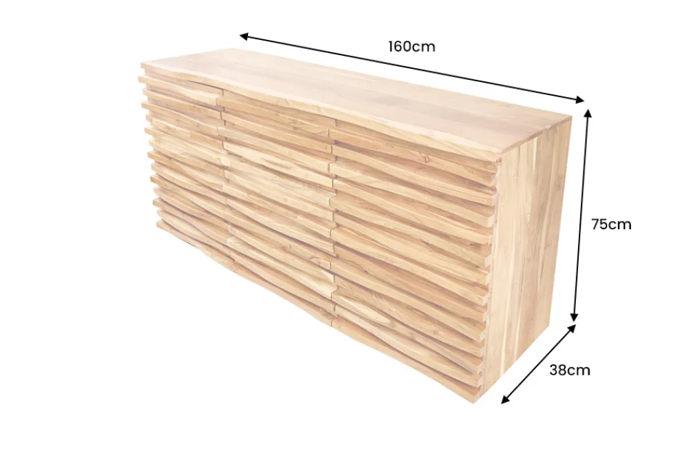 Riess-Ambiente Mehr...|Retro Möbel > Massivholz Sideboard RELIEF 160cm Akazie Kommode mit Schubladen aufwändige Front