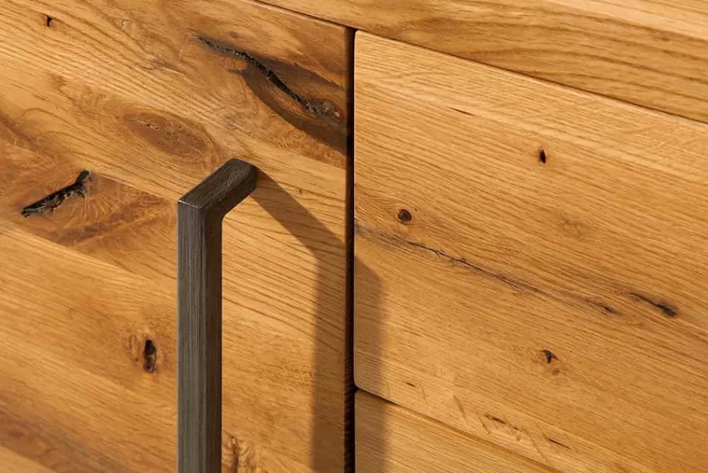 Riess-Ambiente Mehr...|Industrial Loft > Massivholz Sideboard THOR 200cm mit Schubladen natur Wildeiche geölt Metall schwarz