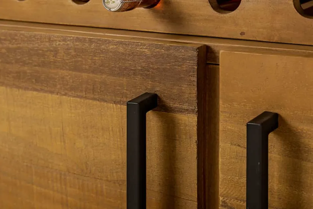 Riess-Ambiente Industrial Loft|Weinregale > Massivholz Sideboard THOR 195cm braun Pinie mit Schubladen Weinregal Industrial Design
