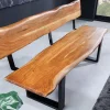Riess-Ambiente Mehr...|Industrial Loft > Massivholz Sitzbank MAMMUT 160cm natur Akazie Baumkante mit Lehne schwarzes Metallgestell