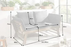 Riess-Ambiente Mehr...|Massivholz Gartenmöbel > Massivholz Sitzbank MODULAR 155-190cm grau Akazie inkl. Kissen Gartenbank klappbar