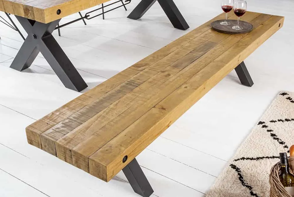 Riess-Ambiente Mehr...|Industrial Loft > Massivholz Sitzbank THOR 200cm vintage braun Pinie recycelt Industrial Design