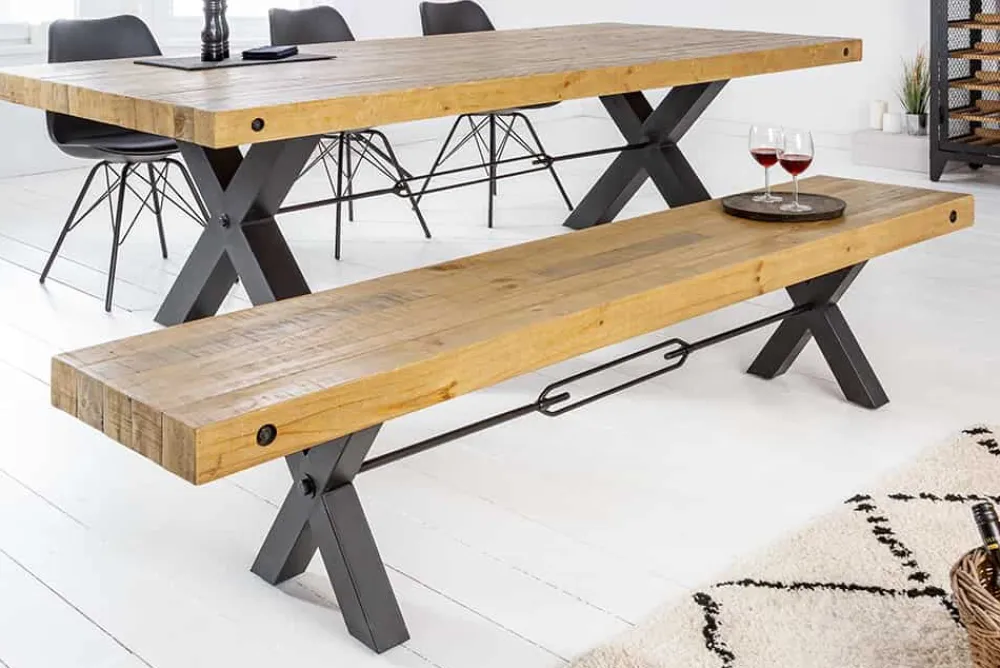 Riess-Ambiente Mehr...|Industrial Loft > Massivholz Sitzbank THOR 200cm vintage braun Pinie recycelt Industrial Design