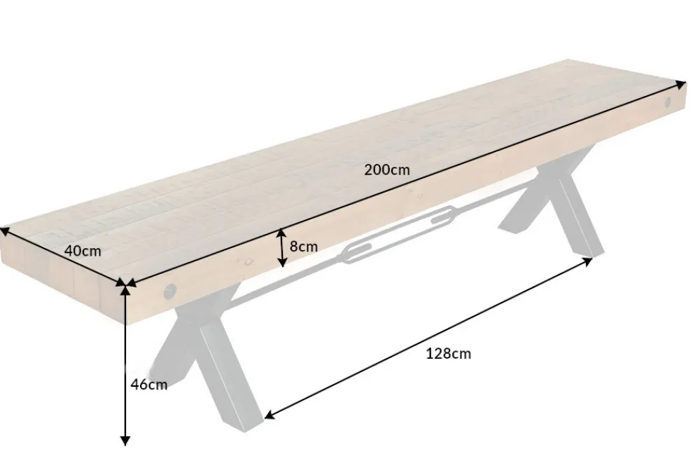 Riess-Ambiente Mehr...|Industrial Loft > Massivholz Sitzbank THOR 200cm vintage braun Pinie recycelt Industrial Design