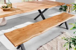 Riess-Ambiente Industrial Loft|Skandinavisch > Massivholz Sitzbank WILD OAK 160cm Eiche Baumkante X-Gestell Industrial