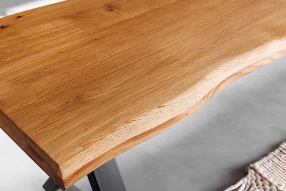 Riess-Ambiente Industrial Loft|Skandinavisch > Massivholz Sitzbank WILD OAK 160cm Eiche Baumkante X-Gestell Industrial
