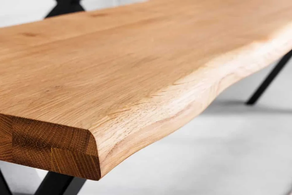 Riess-Ambiente Industrial Loft|Skandinavisch > Massivholz Sitzbank WILD OAK 160cm Eiche Baumkante X-Gestell Industrial