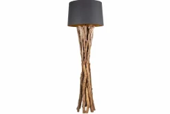 Riess-Ambiente Mehr...|Mehr... > Massivholz Stehlampe HARMONY NATURE 151cm schwarz Teak mit Baumwollschirm