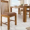 Riess-Ambiente Mehr...|Mehr... > Massivholz Stuhl MAKASSAR braun Sheesham stone finish Esszimmerstuhl gepolstert