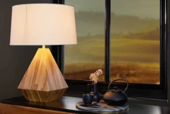 Riess-Ambiente Retro Möbel|Tischlampen > Massivholz Tischlampe DIAMOND 65cm Teak natur weiß modern handmade