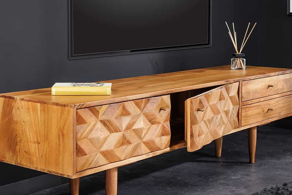 Riess-Ambiente Mehr...|Retro Möbel > Massivholz TV-Lowboard ALPINE 145cm natur Akazie Retro Design honey finish