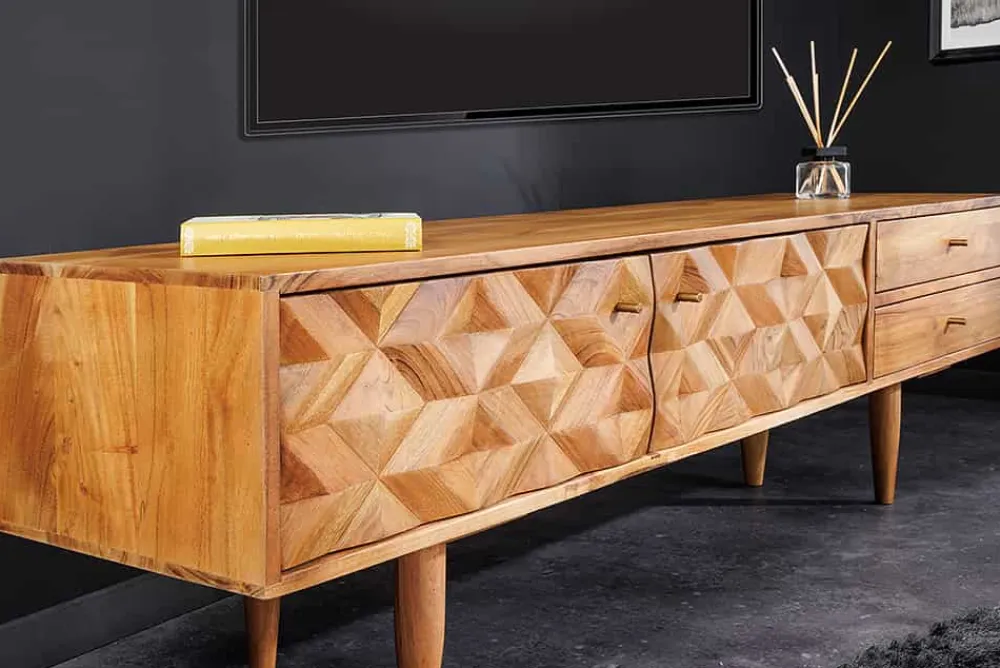 Riess-Ambiente Mehr...|Retro Möbel > Massivholz TV-Lowboard ALPINE 145cm natur Akazie Retro Design honey finish