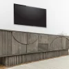 Riess-Ambiente Skandinavisch|Tv- & Lowboards > Massivholz TV-Lowboard ART DECO 200cm grau smoked Mangoholz 3D-Front
