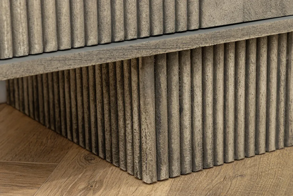 Riess-Ambiente Skandinavisch|Tv- & Lowboards > Massivholz TV-Lowboard ART DECO 200cm grau smoked Mangoholz 3D-Front