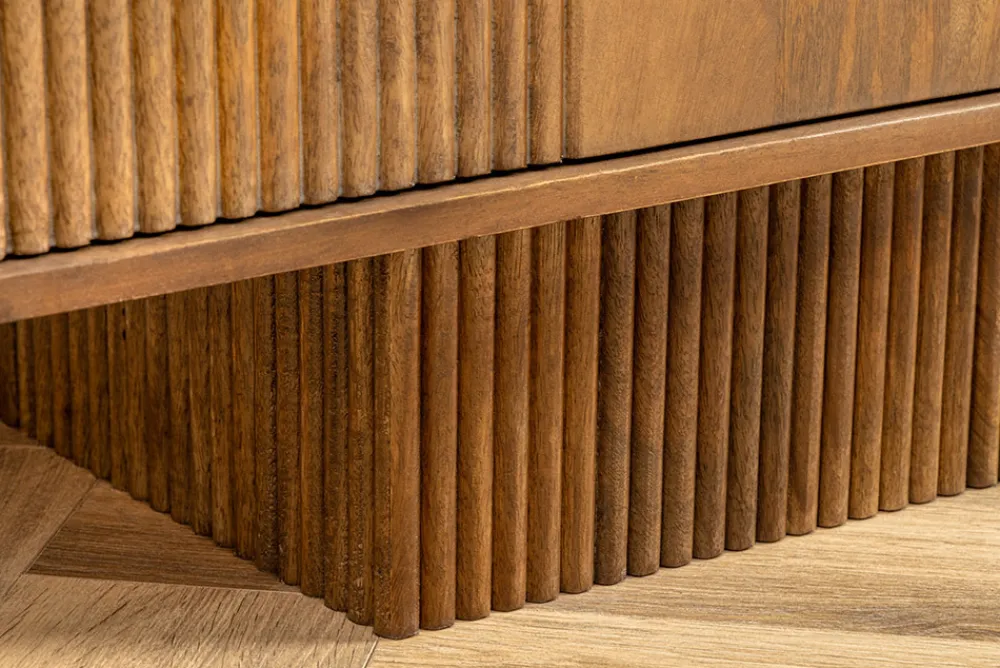Riess-Ambiente Retro Möbel|Tv- & Lowboards > Massivholz TV-Lowboard ART DECO 200cm braun smoked Mangoholz 3D-Front