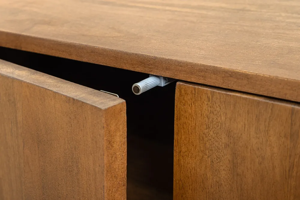Riess-Ambiente Retro Möbel|Tv- & Lowboards > Massivholz TV-Lowboard ART DECO 200cm braun smoked Mangoholz 3D-Front
