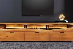 Riess-Ambiente Mehr...|Massivholzschränke > Massivholz TV-Lowboard GRAND ACACIA 180cm braun Akazie mit LED-Beleuchtung Baumkante
