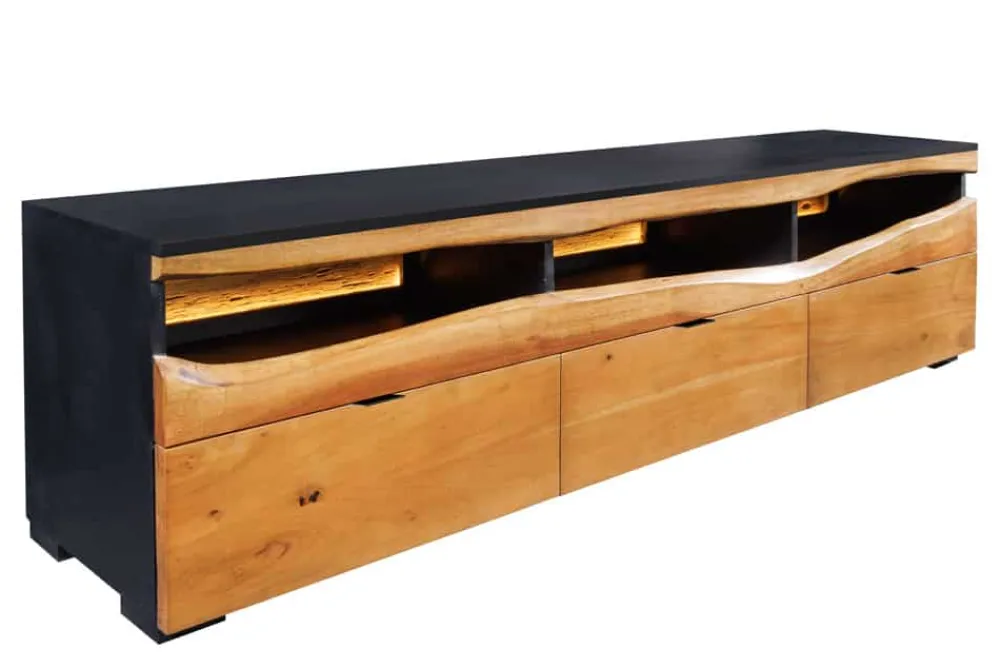 Riess-Ambiente Mehr...|Massivholzschränke > Massivholz TV-Lowboard GRAND ACACIA 180cm braun Akazie mit LED-Beleuchtung Baumkante