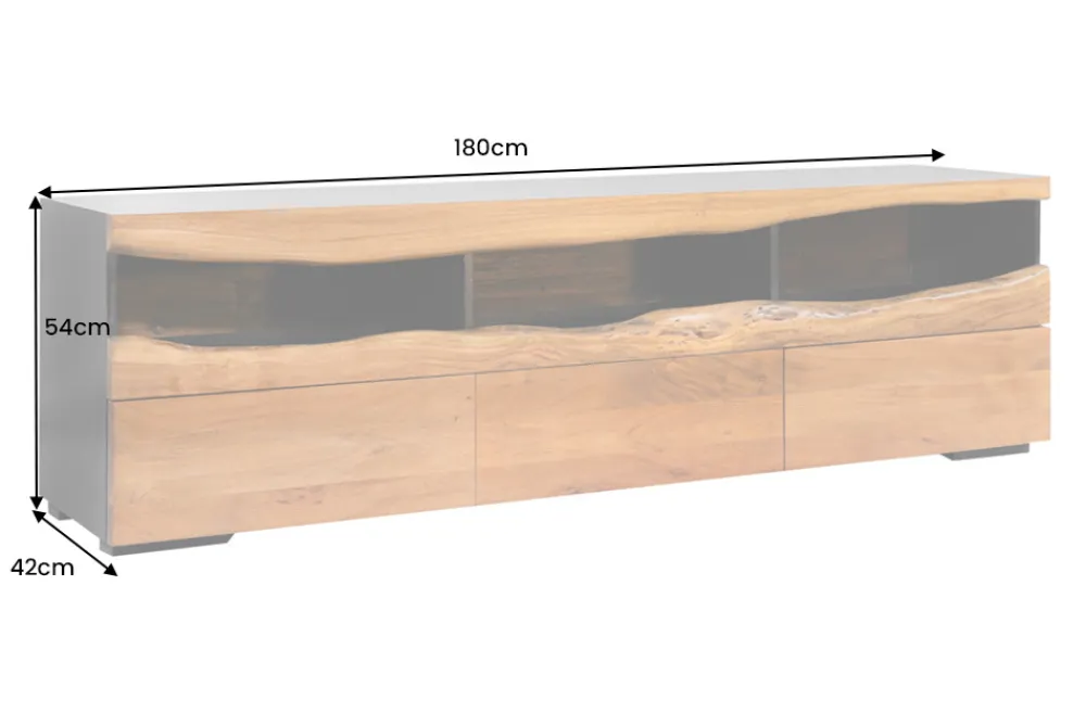 Riess-Ambiente Mehr...|Massivholzschränke > Massivholz TV-Lowboard GRAND ACACIA 180cm braun Akazie mit LED-Beleuchtung Baumkante