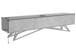 Riess-Ambiente Tv- & Lowboards|Industrial Loft > Massivholz TV Lowboard MOUNTAIN SOUL 200cm echter Naturstein Akazie schwarz hängend / stehend