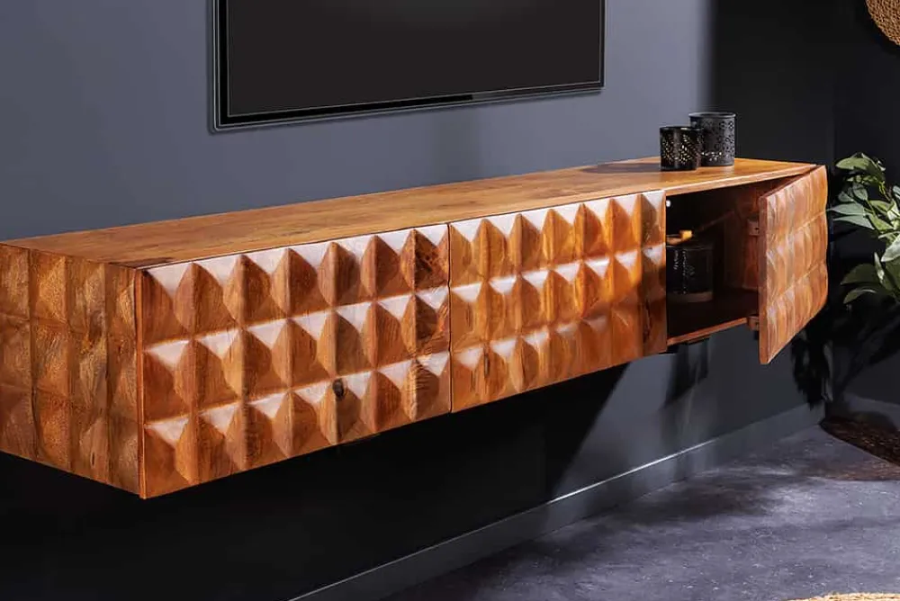 Riess-Ambiente Mehr...|Massivholzschränke > Massivholz TV Lowboard VULCANO 160cm hängend natur Mango Wohnzimmer