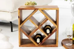 Riess-Ambiente Beistelltische|Mehr... > Massivholz Weinregal CUBUS 40cm braun Sheesham stone finish Beistelltisch handmade
