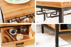 Riess-Ambiente Industrial Loft|Mehr... > Massivholz Weinregal SEVENS SEAS 120cm natur Pinienholz schwarz Metall Flaschenregal