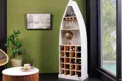 Riess-Ambiente Skandinavisch|Weinregale > Massivholz Weinregal SEVEN SEAS 180cm weiß natur Mango Flaschenregal