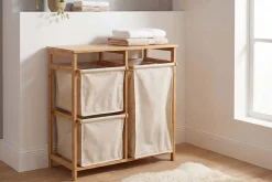 Riess-Ambiente Mehr...|Mehr... > Massivholz Wäschekorb LAGOON SPA 70cm natur beige Bambus drei Wäschebeutel waschbar