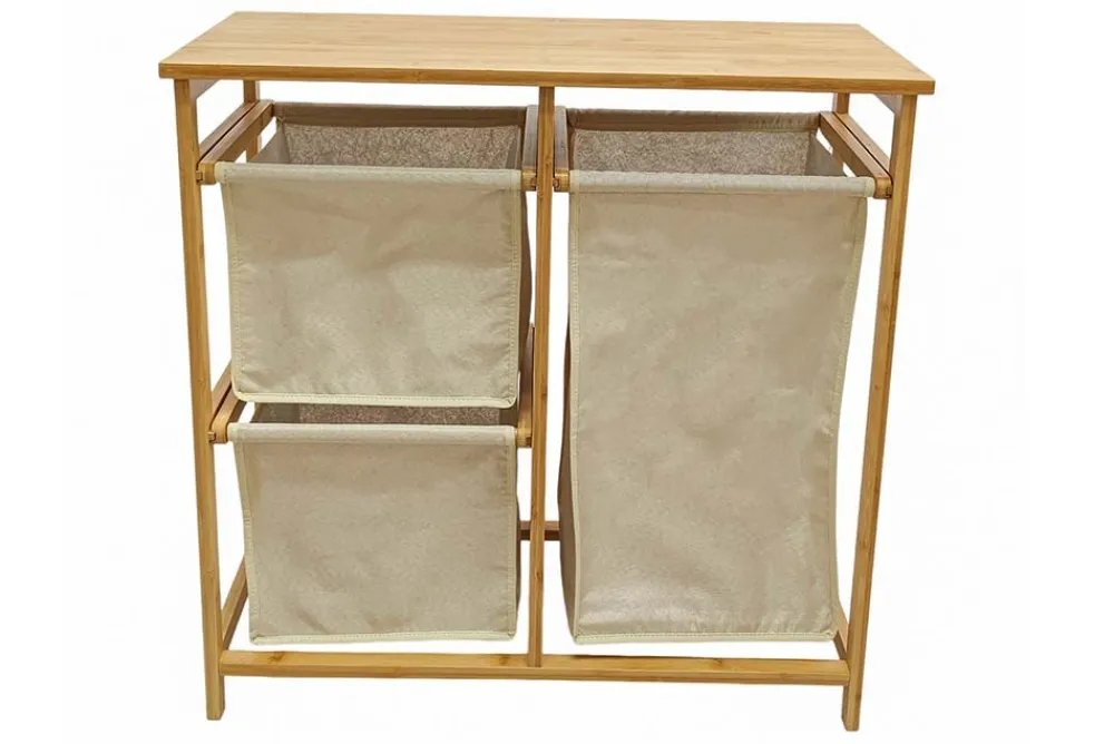 Riess-Ambiente Mehr...|Mehr... > Massivholz Wäschekorb LAGOON SPA 70cm natur beige Bambus drei Wäschebeutel waschbar