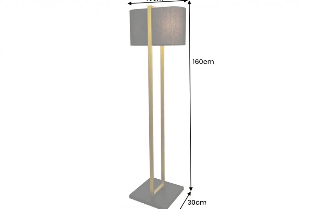 Riess-Ambiente Goldene Möbel|Stehleuchten > Minimalistische Stehlampe COLLEEN 160cm gold schwarz Stoffschirm mit Metallfuß