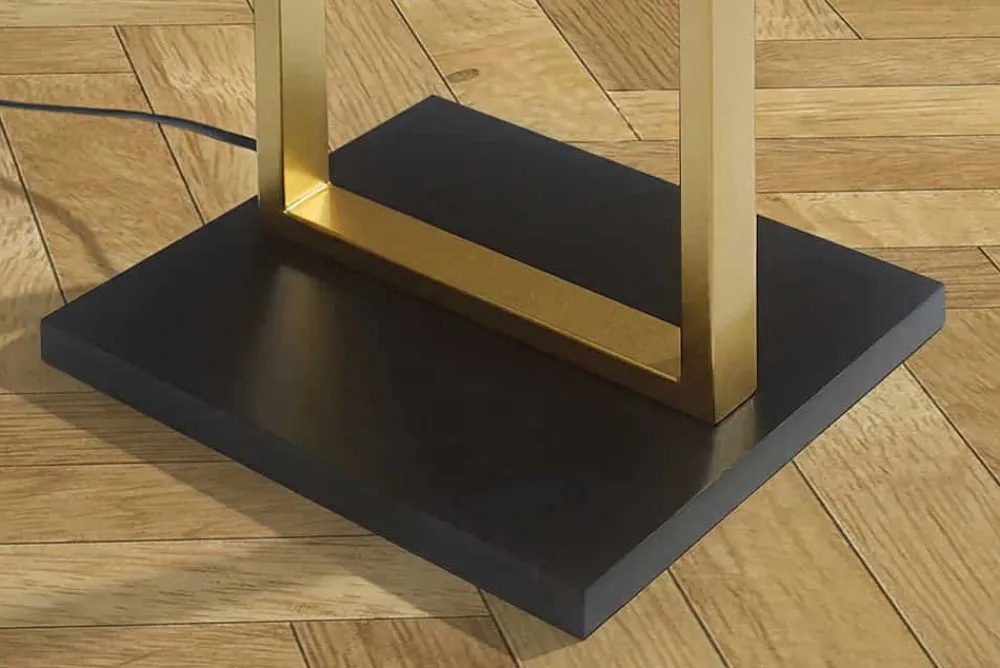 Riess-Ambiente Goldene Möbel|Stehleuchten > Minimalistische Stehlampe COLLEEN 160cm gold schwarz Stoffschirm mit Metallfuß