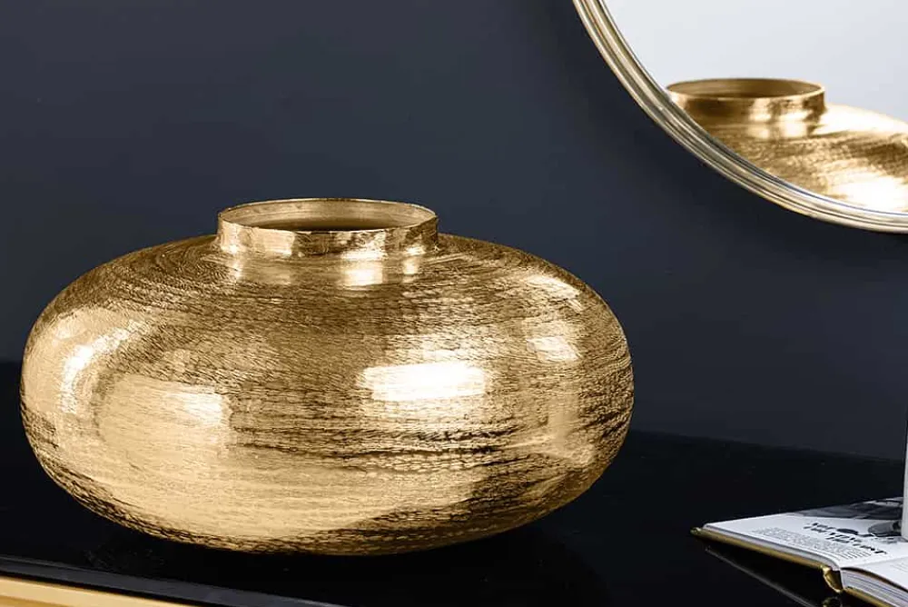 Riess-Ambiente Dekoration|Goldene Möbel > Moderne Deko Vase ABSTRACT ORIENT 35cm gold rund Metall Hammerschlag-Design