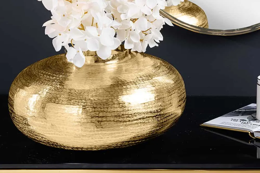 Riess-Ambiente Dekoration|Goldene Möbel > Moderne Deko Vase ABSTRACT ORIENT 35cm gold rund Metall Hammerschlag-Design