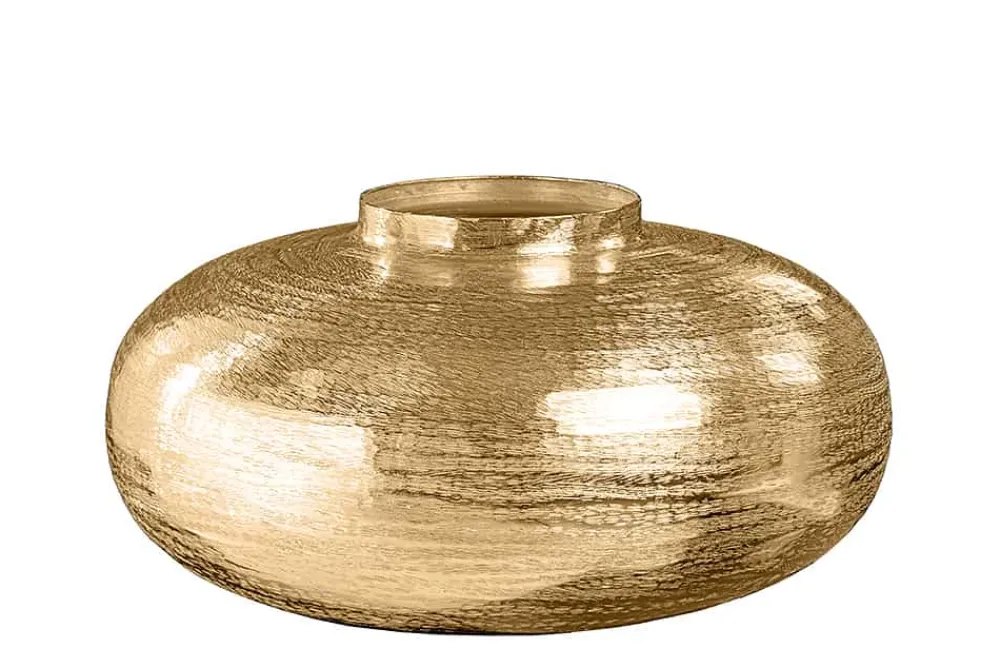 Riess-Ambiente Dekoration|Goldene Möbel > Moderne Deko Vase ABSTRACT ORIENT 35cm gold rund Metall Hammerschlag-Design