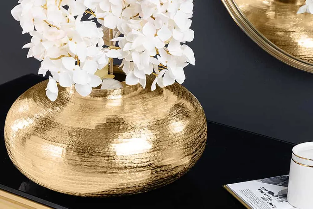 Riess-Ambiente Dekoration|Goldene Möbel > Moderne Deko Vase ABSTRACT ORIENT 35cm gold rund Metall Hammerschlag-Design