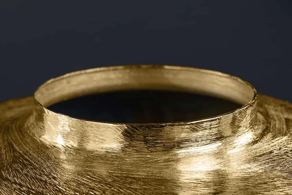 Riess-Ambiente Dekoration|Goldene Möbel > Moderne Deko Vase ABSTRACT ORIENT 35cm gold rund Metall Hammerschlag-Design