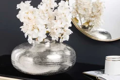 Riess-Ambiente Dekoration|Vasen > Moderne Deko Vase ABSTRACT ORIENT 35cm silber rund Metall Hammerschlag-Design